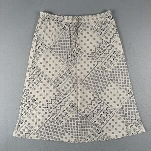 Gudrun Sjoden A Line Skirt Women's Large Beige Black Geometric Pattern Tie Waist
